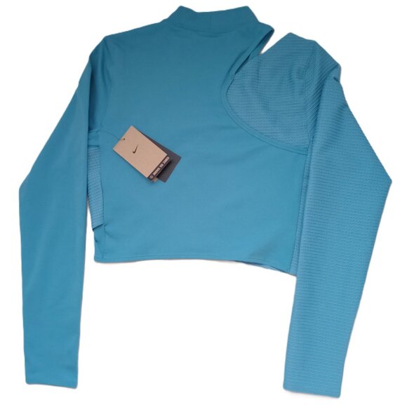 Nike Women's Top Long Sleeve Blue/Cerulean Mock Neck Lux Sporty Stretchy Size L - Picture 10 of 12